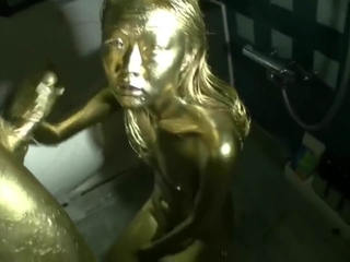 Gold painted Chinese fuck-a-thon