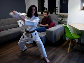 Karate foot discourage suppress